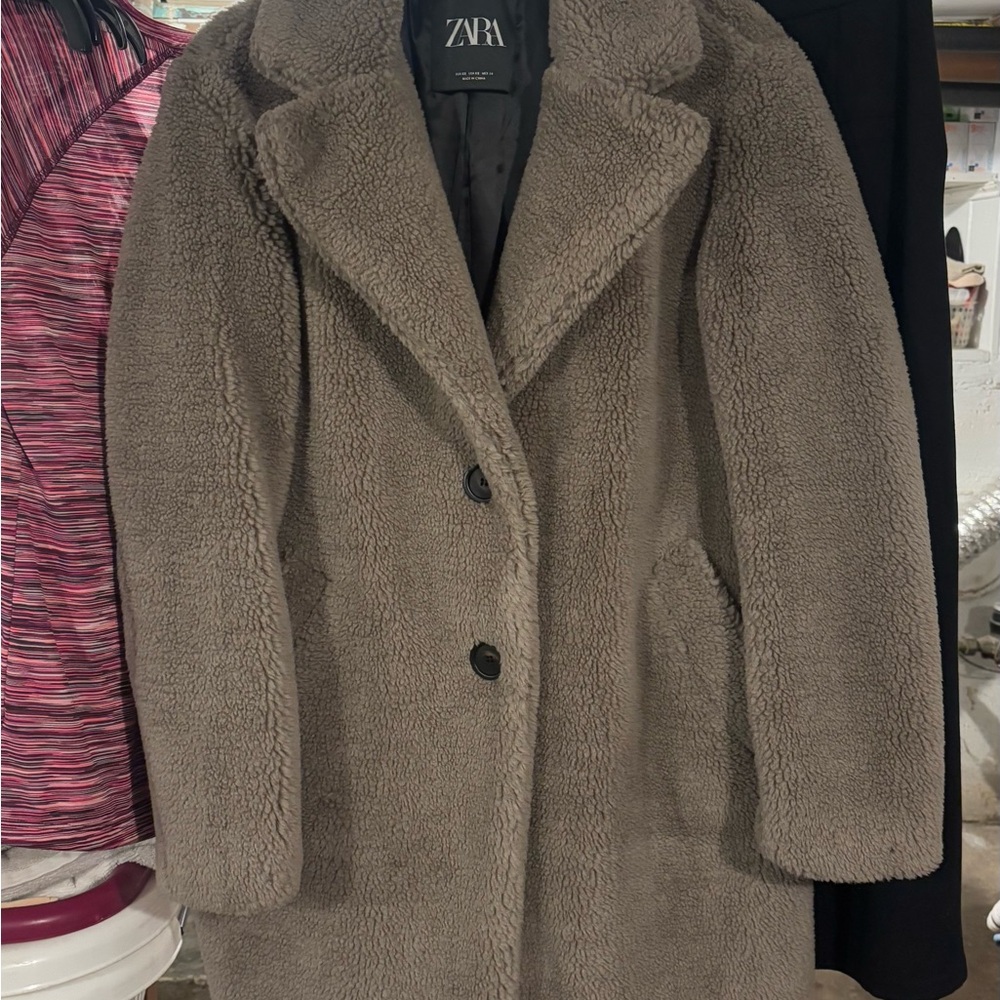 Zara Taupe Teddy Coat